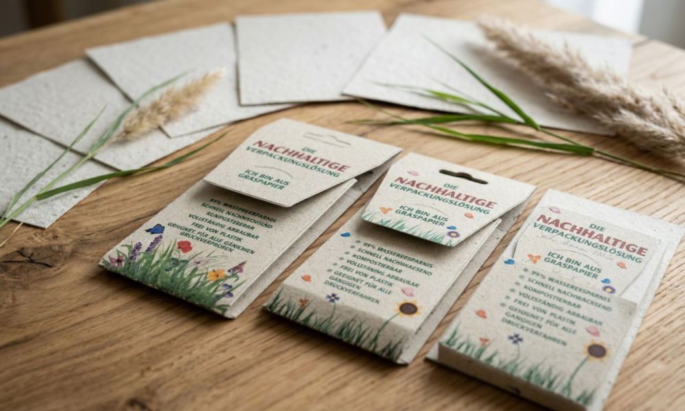 Faltetui aus Graspapier für Stifte