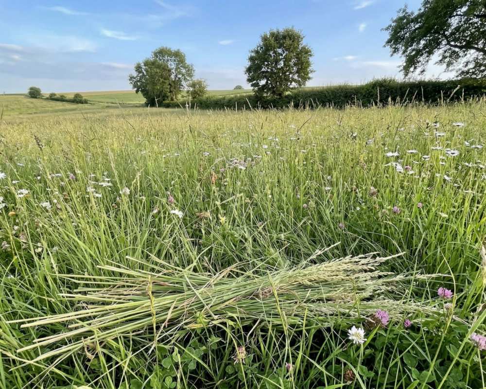 geschnittenes Gras auf Rohstoffwiese