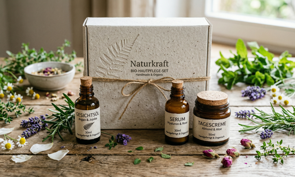 Graspapier Schachtel als Setverpackung für Fläschchen