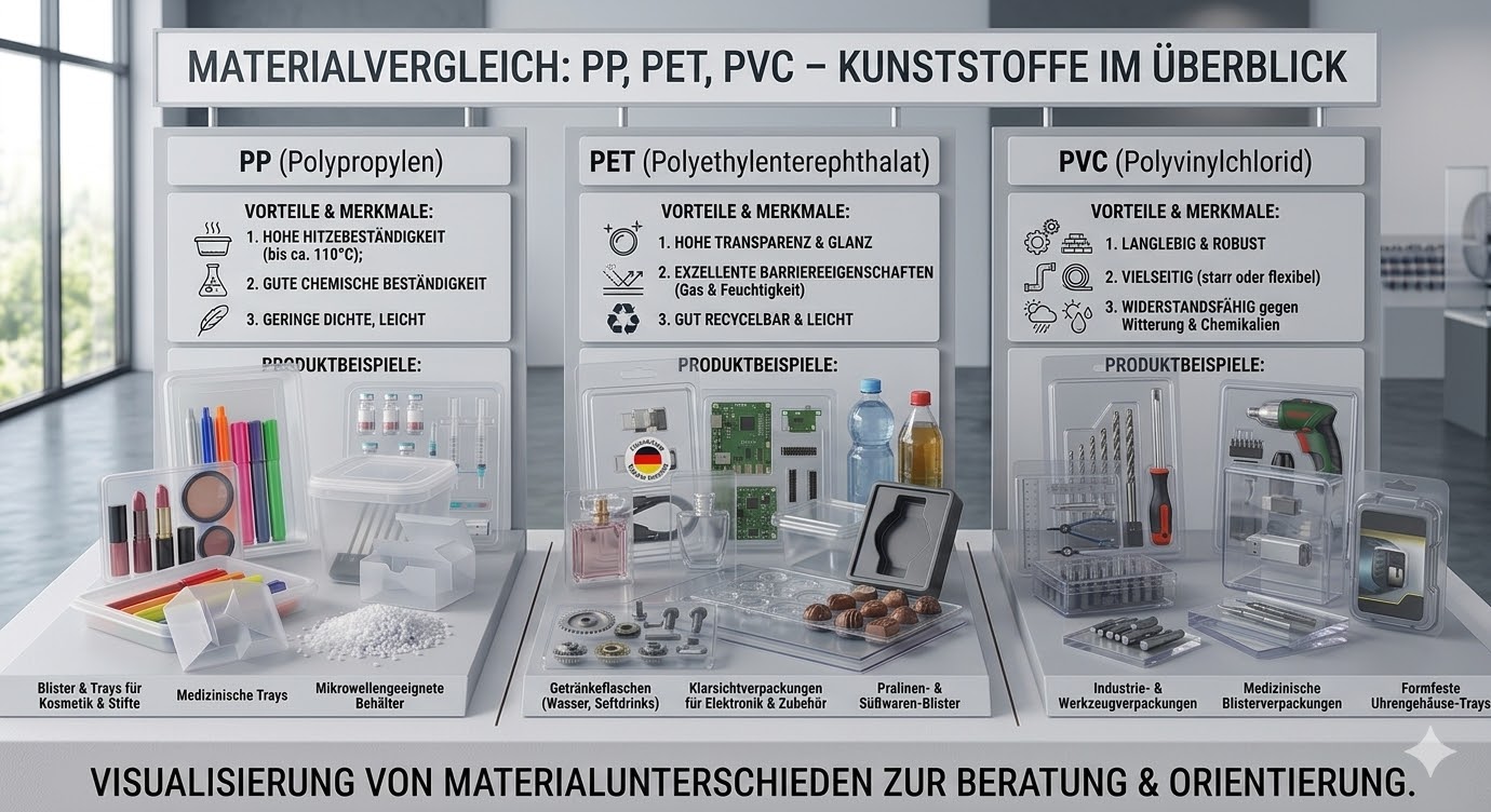 Materialvergleich von PP, PET und PVC