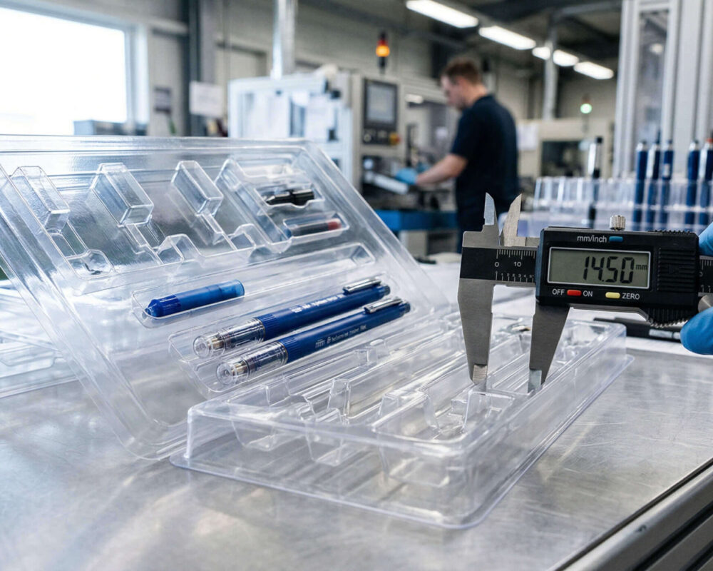 Produktabmessung mit einer Schiebelehre