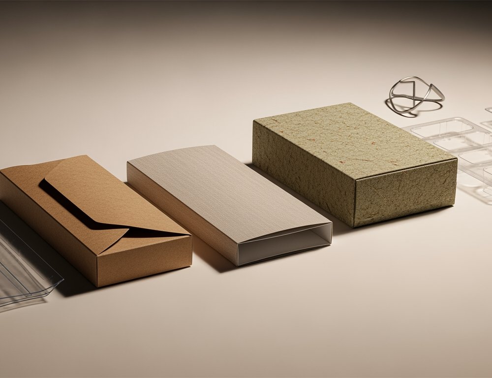 Herobild mit Verpackungen aus Papier und Kusntstoff